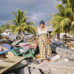 Ernawati, 60, lost everything when the tsunami destroyed her home. She is now living in a small temporary room at her neighbours house. Photo: Benjamin Suomela/Finnish Red Cross